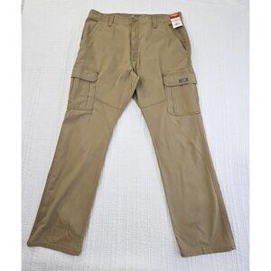 Wrangler Authentics Cargo Pants Men's 36x32 Tan 6 Pockets Straight Leg 10ZM7ABEW